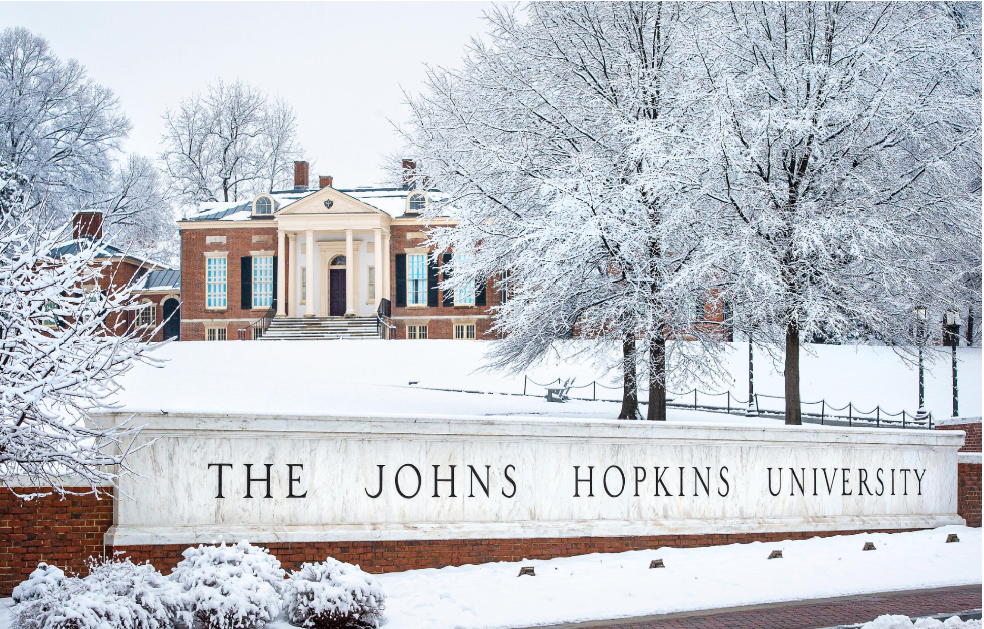 Johns Hopkins University campus in winter